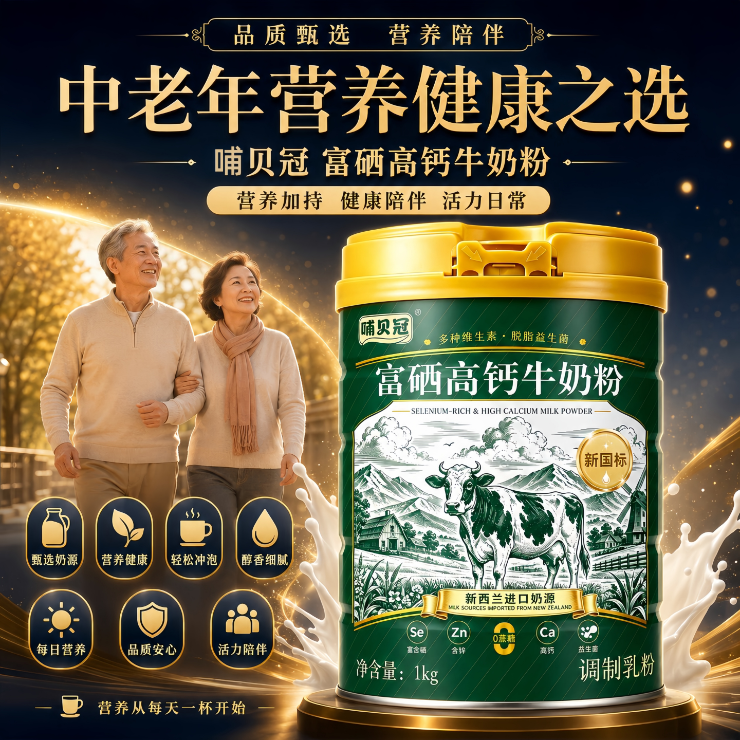 富硒高钙中老年牛奶粉增加免疫力