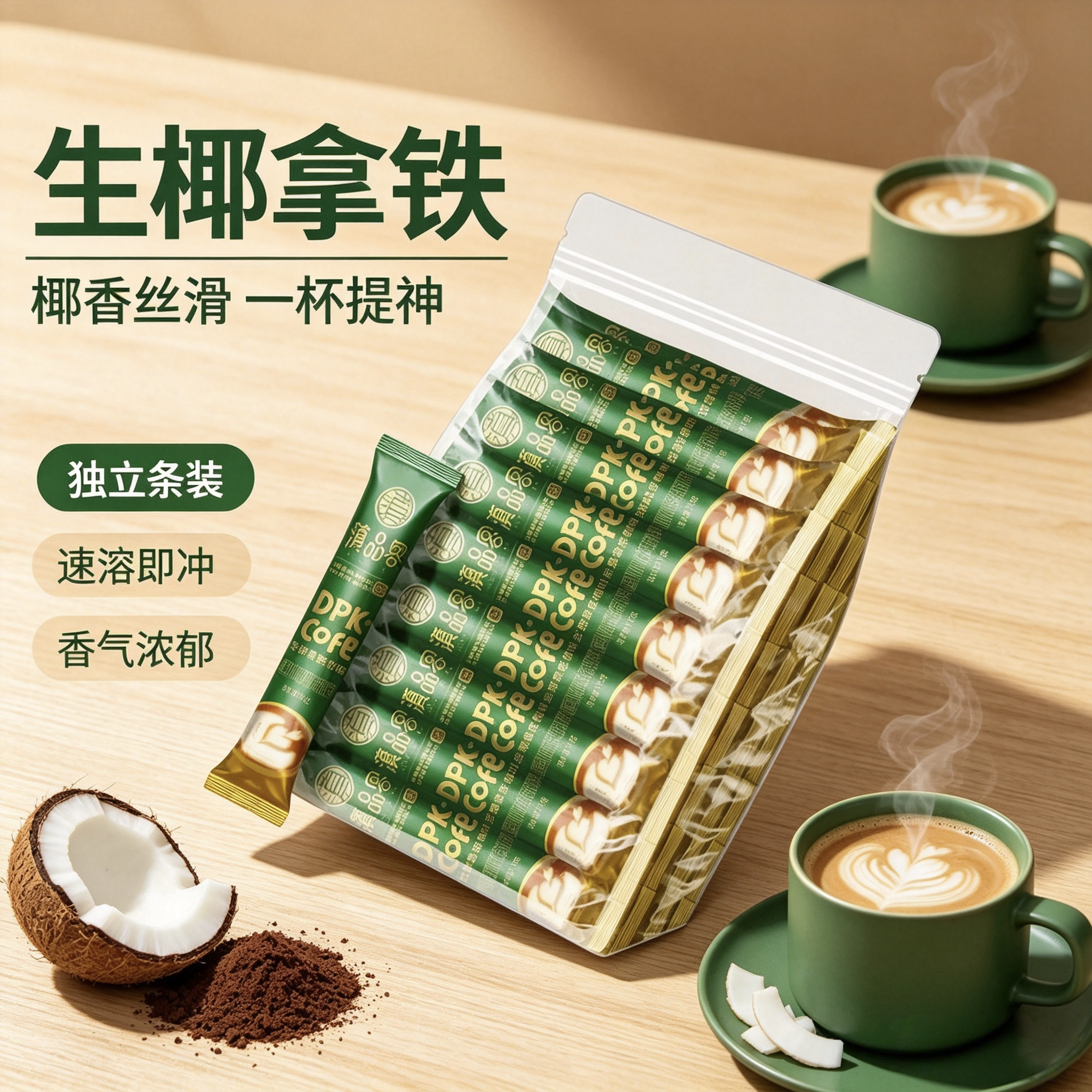 滇品客三合一速溶咖啡粉云南小粒生椰拿铁学生提神冲泡咖啡15g图片