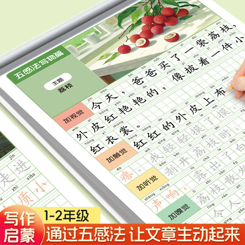 五感法扩句写作训练一二三年级看图写话写作文方法技巧大全练字帖