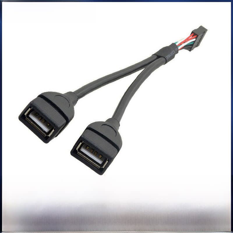 华顾主板9针/9Pin转2口内置USB2.0全包头连接线转换线/延长线机箱图片