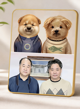 余华莫言拟人小狗美容院装饰摆件