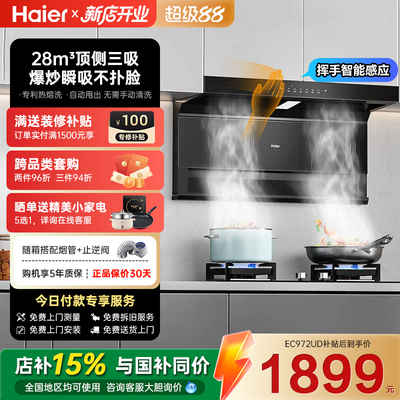 海尔变频抽油烟机烟灶联动大吸力