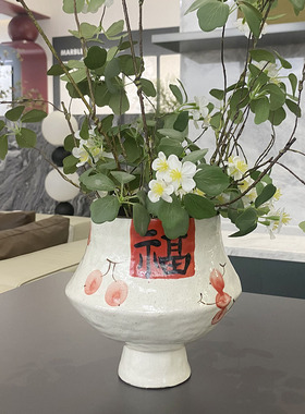 现代简约陶瓷花瓶民宿手绘家居花插装饰瓷器阳台花艺种植植物花盆