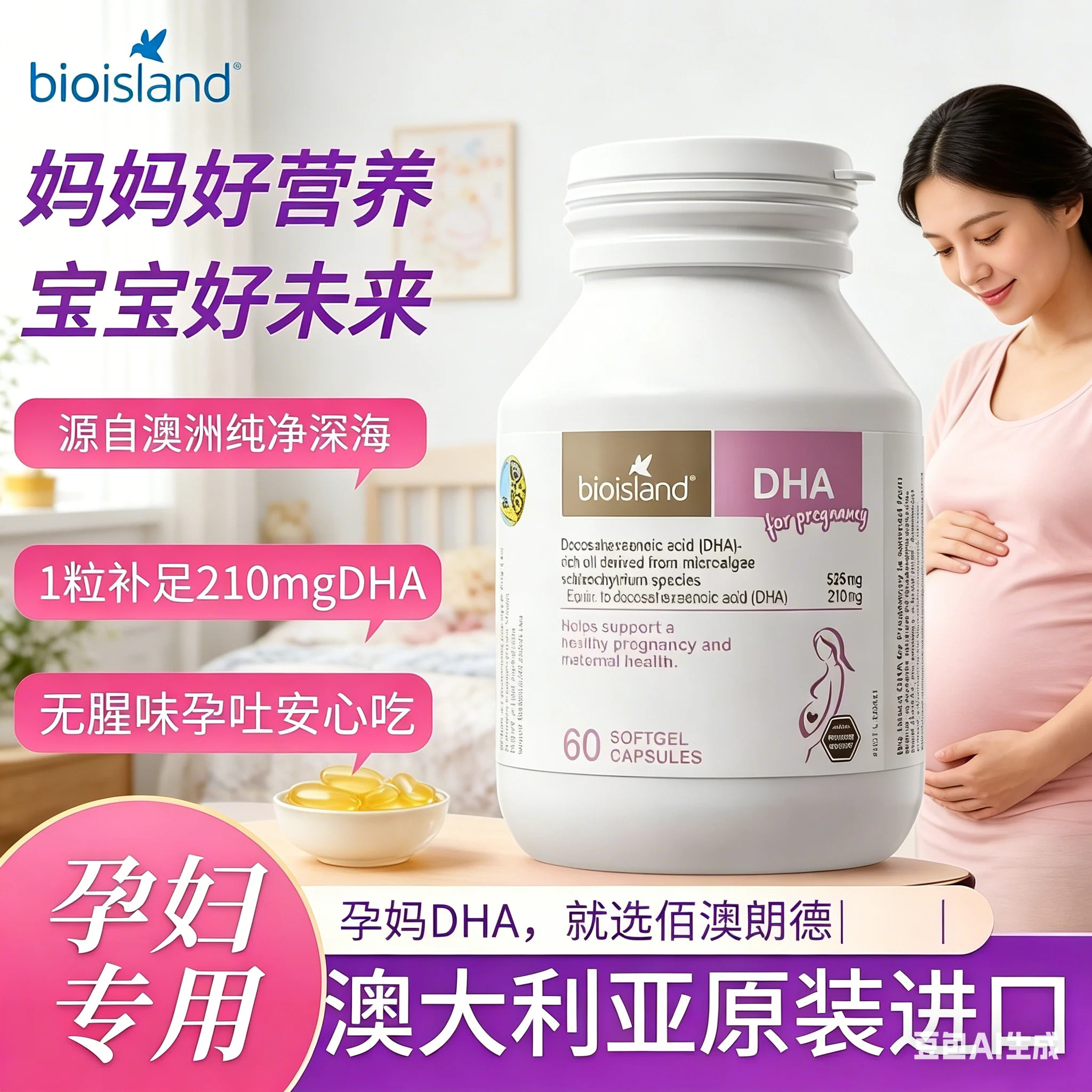 澳洲BioIsland海藻油DHA孕哺期图片