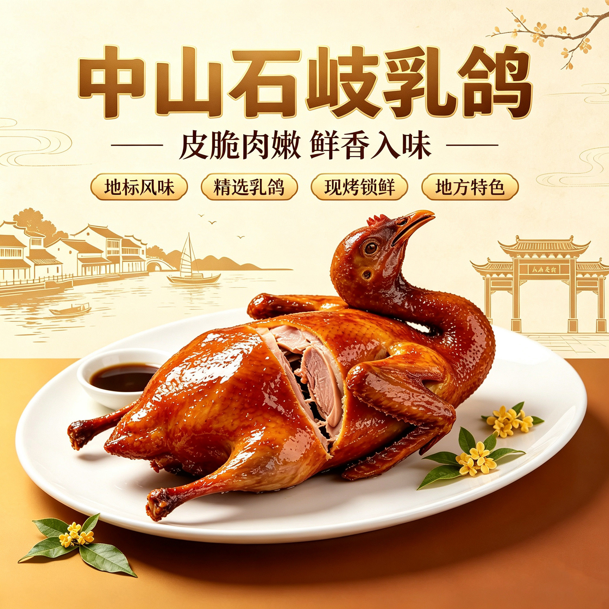 顺丰包邮【3只装】中山石岐乳鸽广式红烧脆皮烤乳鸽子熟食半成品