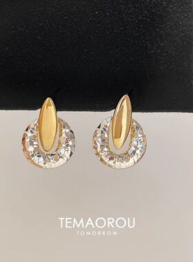 「金银撞色」老钱风锤纹肌理耳环