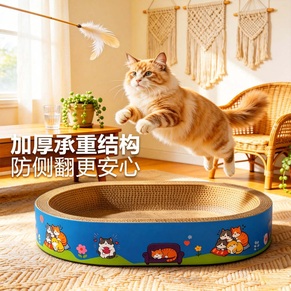 超大号加厚瓦楞纸猫抓板窝耐磨不掉屑一体猫咪磨爪神器大号猫窝