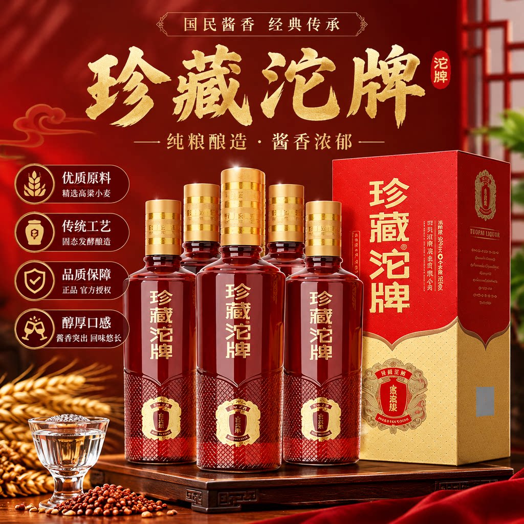 【顺丰包邮】珍藏沱牌金盖版50度500ml浓香白酒送礼聚餐宴请小酌