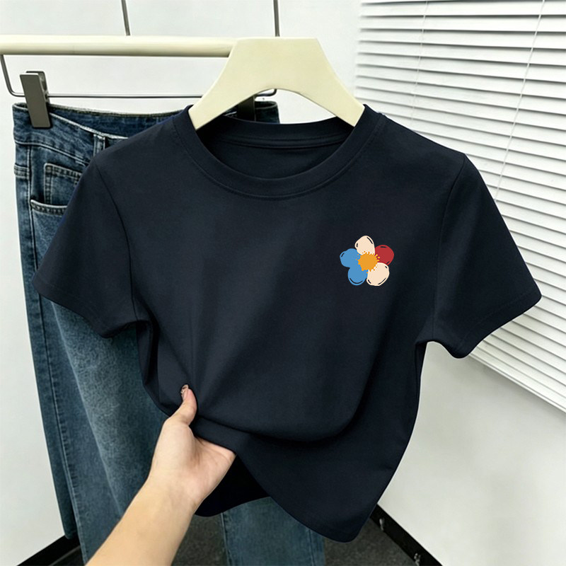 短袖T恤夏季纯棉男女背心收腰韩版简约显瘦百搭圆领半袖时尚上衣