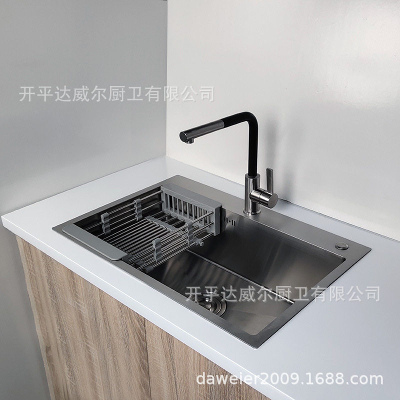 [达威尔]304不锈钢水槽手工大单槽sink厨房家用洗手池洗菜盆