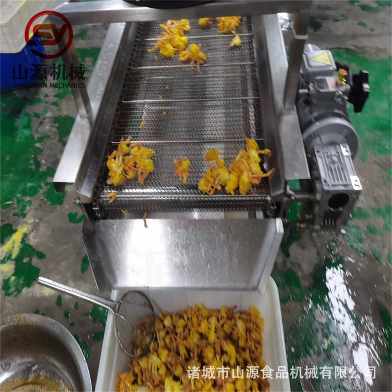 香酥蟹上浆油炸流水线小银鱼油炸机器海螃蟹上浆油炸设备