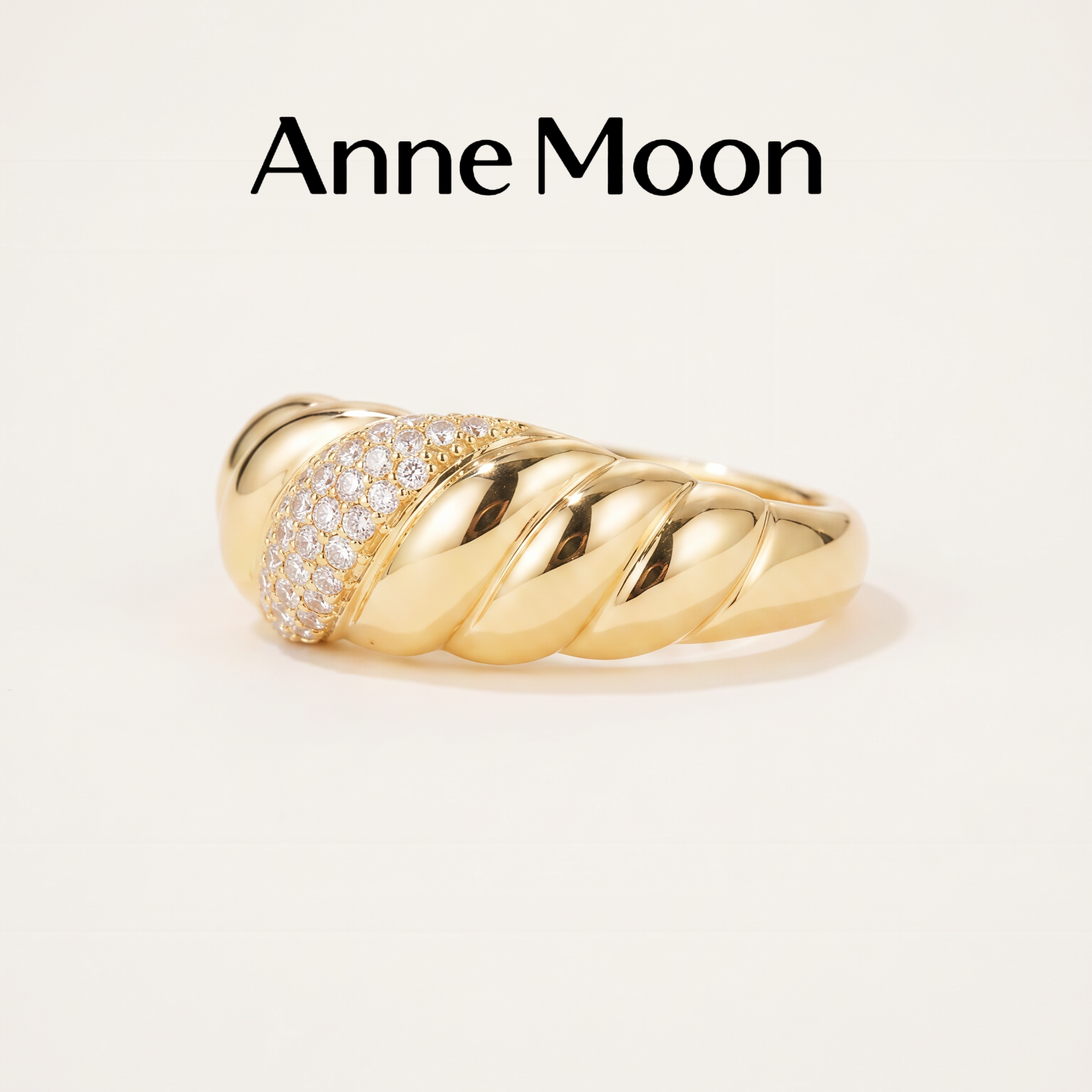 Anne Moon安妮穆恩织光·法式可颂银戒指编女士轻奢厚电铸新品