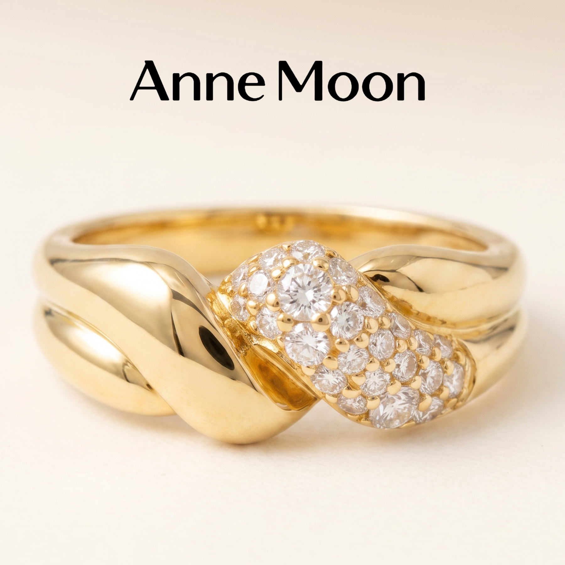 Anne Moon安妮穆恩织光·双股麻花银戒指天然锆石戒指送礼新品