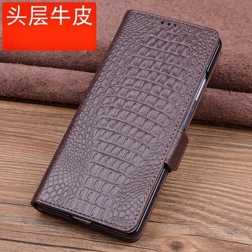 适用VIVOXFold5牛皮商务手机壳