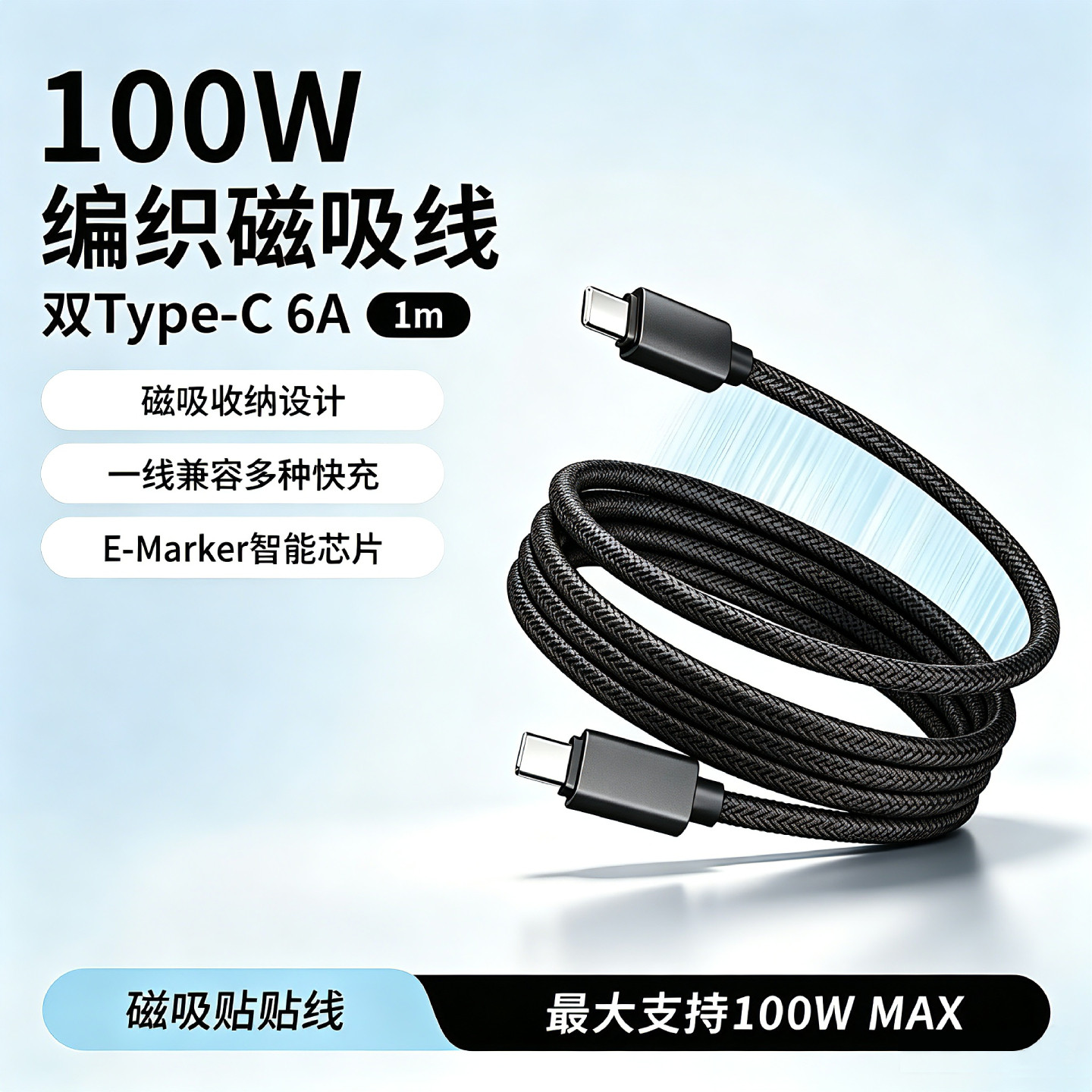 磁吸双Type-CPD100W快充数据线