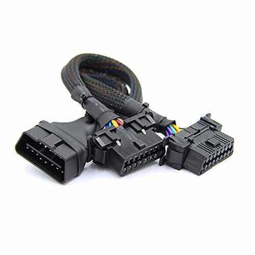OBD2 Male to Dual Female Extension Cable 一分二延长线尼龙网