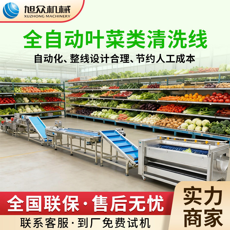 全自动果蔬气泡清洗机商用大型果蔬清洗生产线预制菜食堂洗菜机器