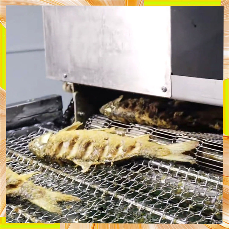裹糠鱼排油炸线全自动糟鱼油炸机电加热连续式带鱼油炸线带式