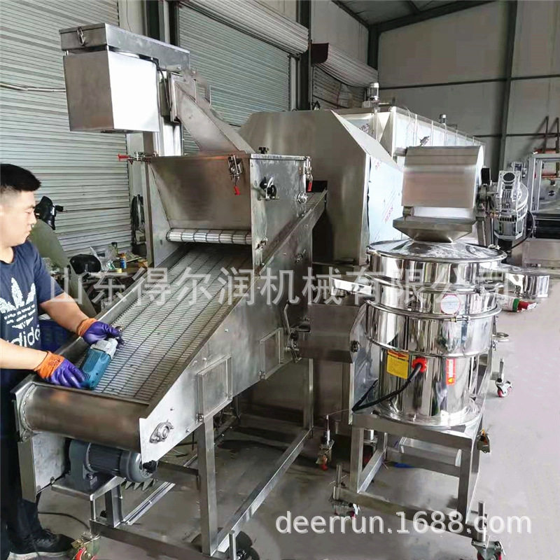 刀鱼段上粉机全自动商用小刀鱼滚筒裹粉机设备速冻带鱼上粉机