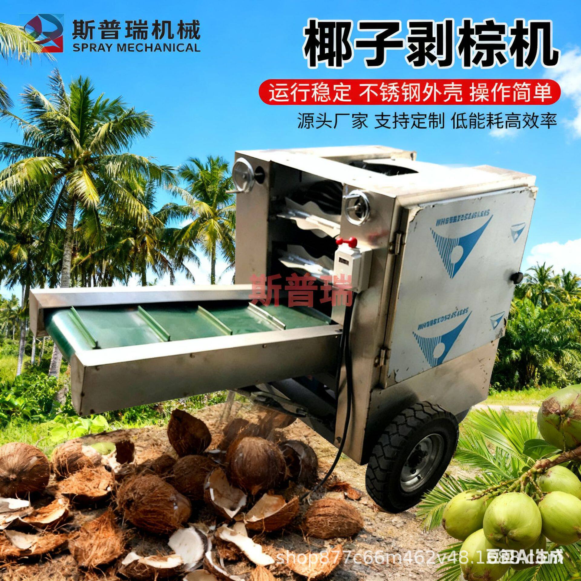 全自动椰子剥棕机剥皮机青椰子自动削皮机海南椰子剥壳机去皮机