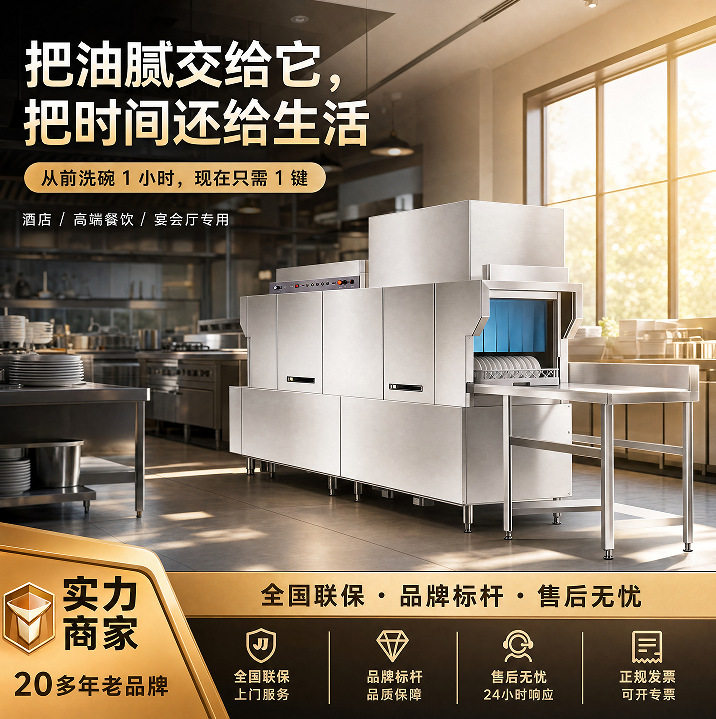 商用洗碗机全自动洗碗机酒店厨房食堂餐厅自动清洗机不锈钢洗碗机