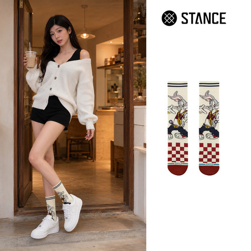 STANCE潮流袜子乐一通联名款兔八哥印花袜子中筒袜香氛耐磨滑板袜