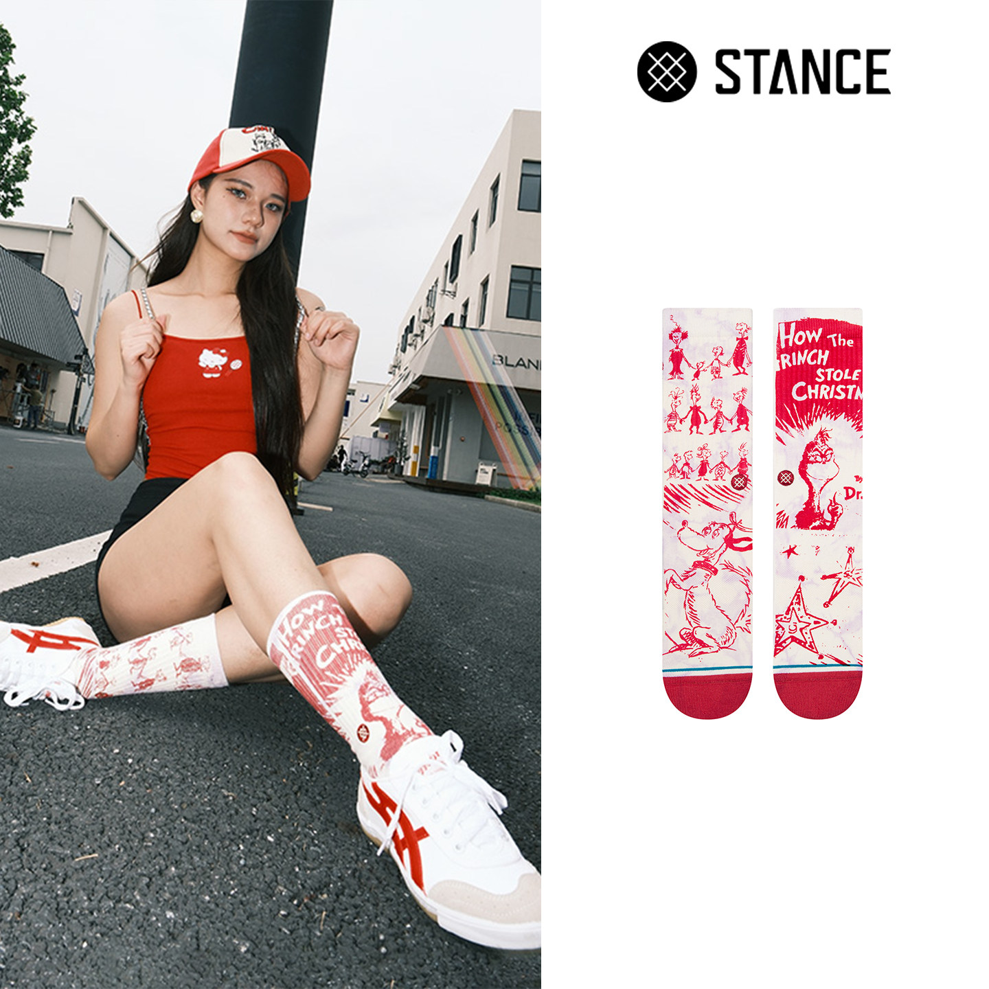 STANCE潮流袜子圣诞怪杰联中筒袜
