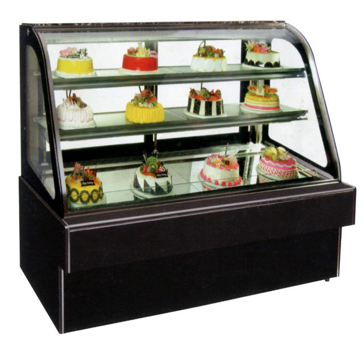 厂家直销圆弧玻璃甜品柜Cakeshowcase110V蛋糕冷藏展示柜