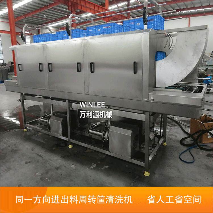 万利源同一方向进出料周转筐清洗机新款滑轨助力全自动洗筐机