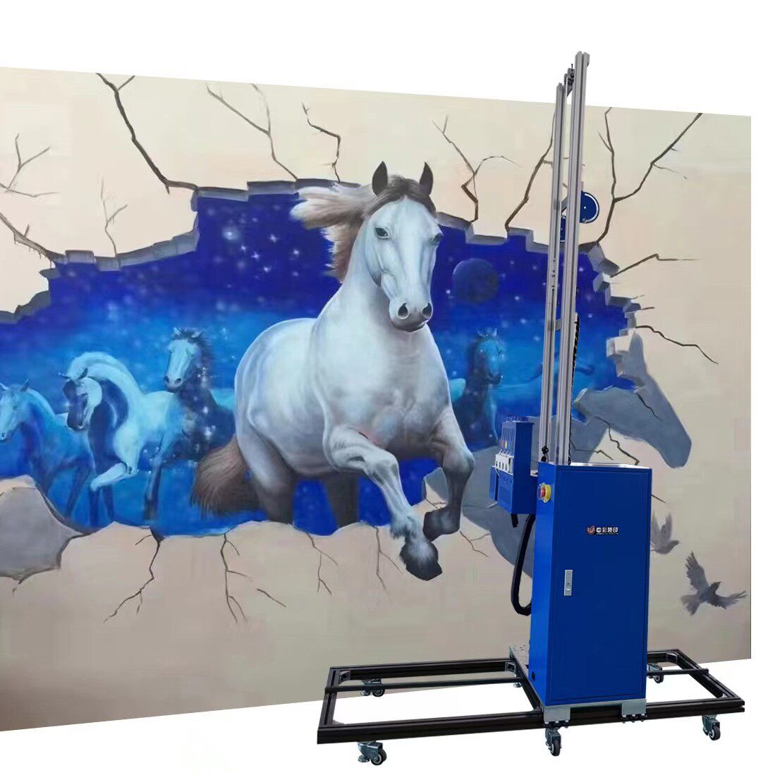 智能立式墙体打印机室内外背景墙绘画机3d墙体彩绘打印机厂家