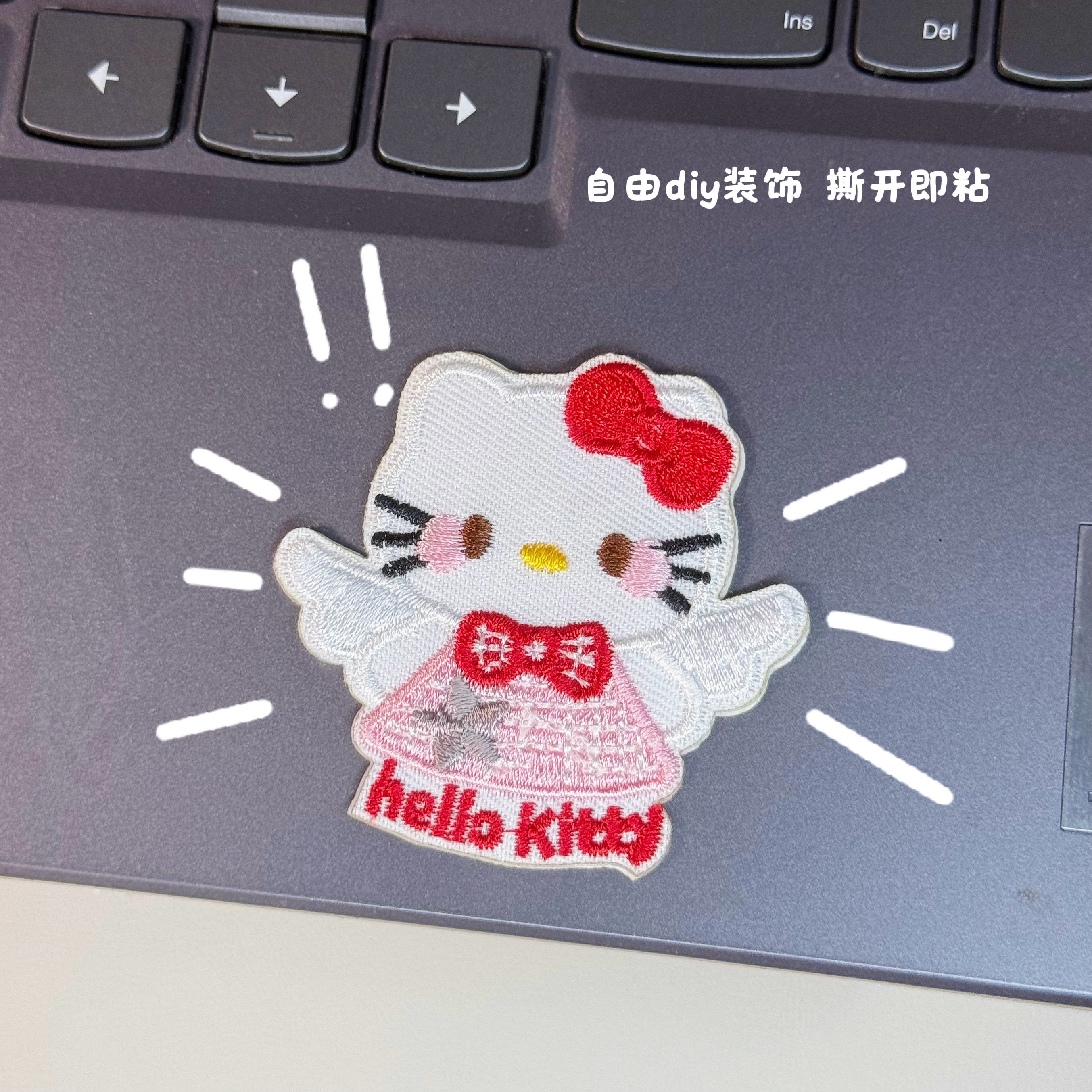 可爱卡通红色猫咪刺绣贴布贴衣服补丁贴DIY包包背包装饰自粘免缝