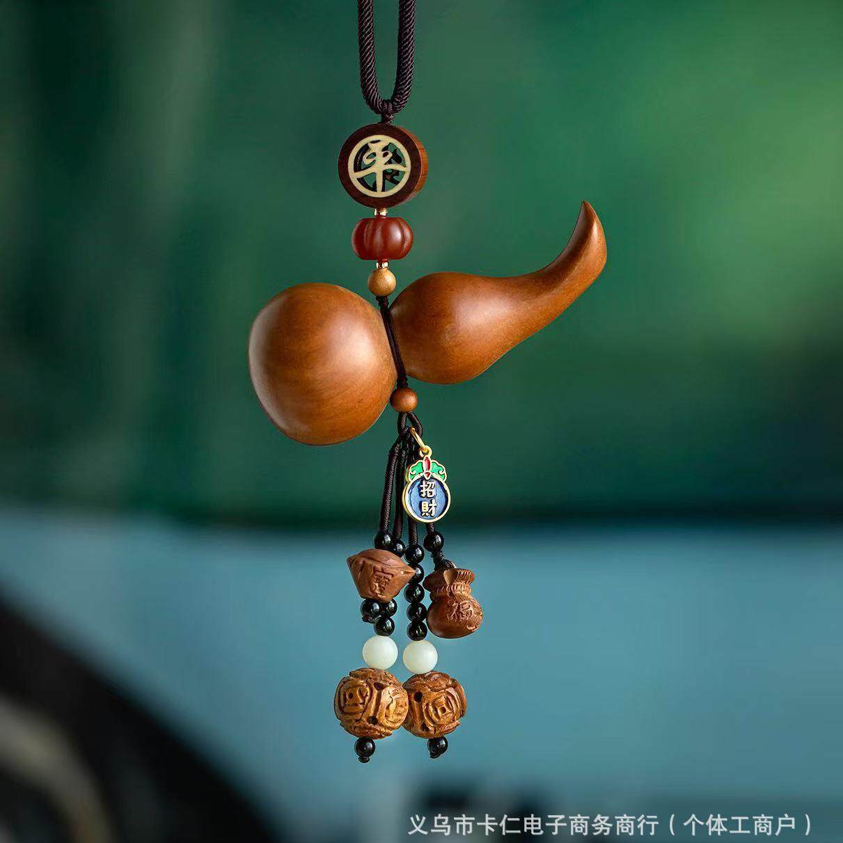 【普陀山】桃木莲花汽车挂件平安实木葫芦车载挂饰品后视镜级感路