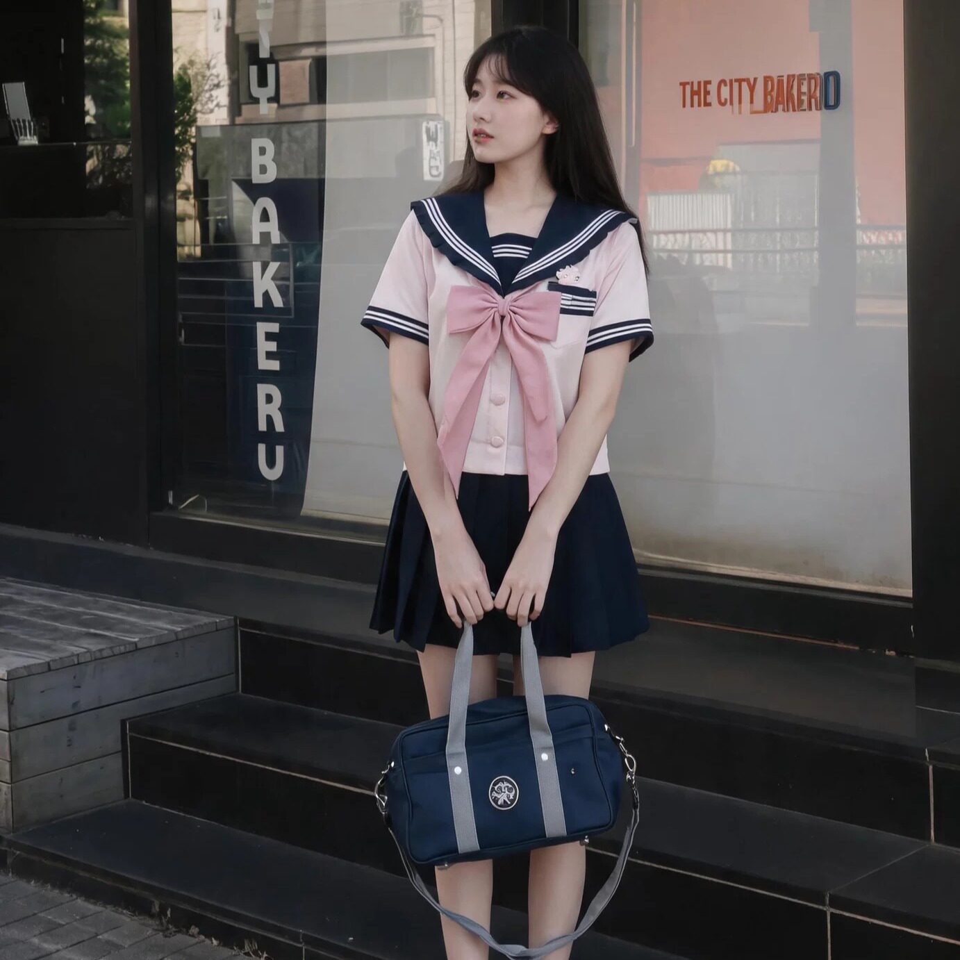 原版绀色粉三本水手服JK日常可穿