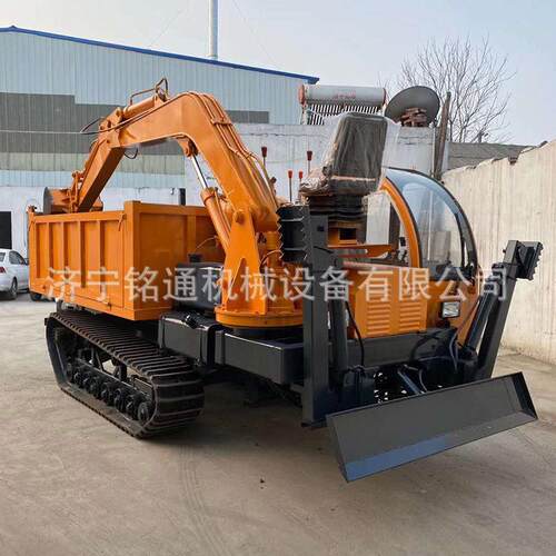 丘陵山地履带随车挖 加长加车厢木材转运车工程运输挖掘两用车