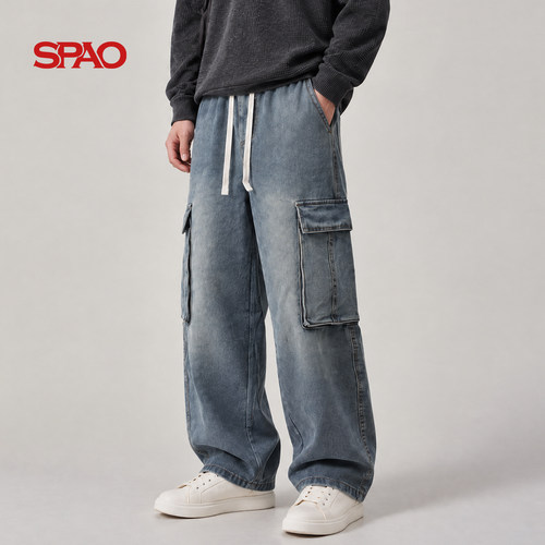 SPAO美式复古工装牛仔裤男