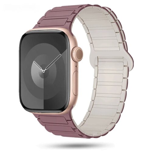 适用苹果手表s11高级感拼色硅胶磁吸iwatch109新款运动表带ultra3