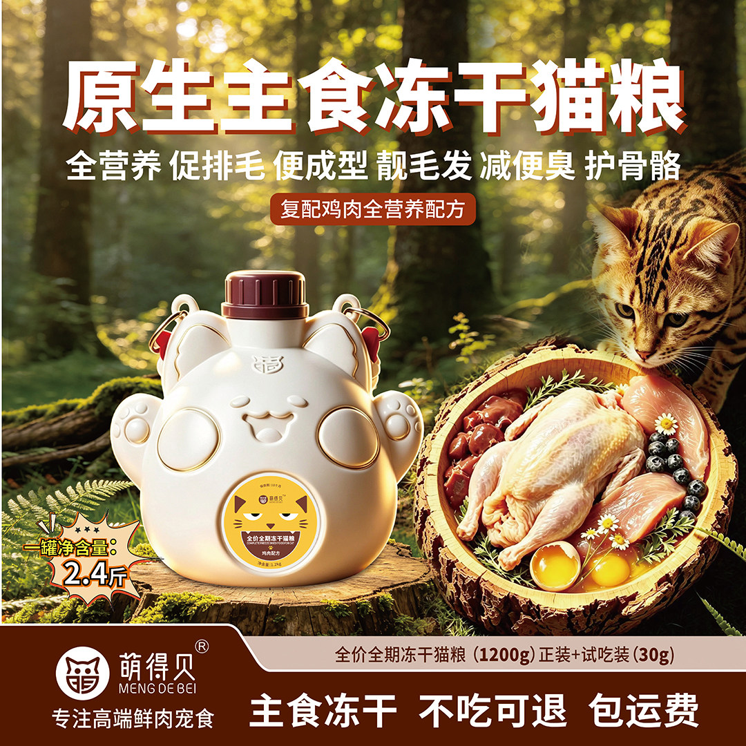 萌得贝全价主食冻干猫粮鲜肉配方