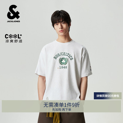 【凉感】杰克琼斯NBA联名凯尔特人队秋男装T恤宽松圆领226301120
