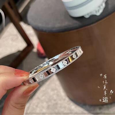 直播爆款小红书CNC万花筒四叶草闭口镀银手镯女爆闪时尚开口镯子