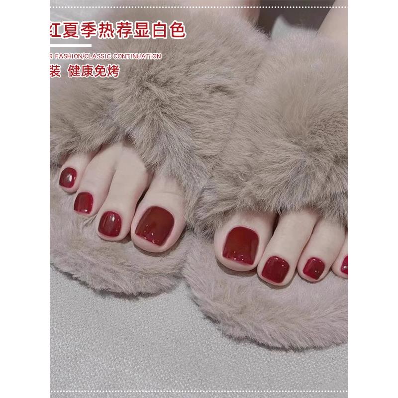 2025新款脚指甲油免烤持久快干酒红色车厘子女网红夏天涂脚趾显白