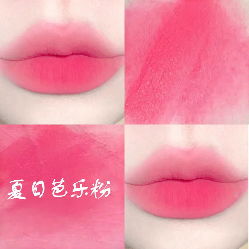 清甜粉芭乐色!韩妹女高色唇泥唇釉郁金香伪素颜裸色系不掉口红