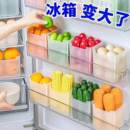 冰箱侧门收纳盒厨房食品保鲜盒蔬果分类储物盒整理盒-T