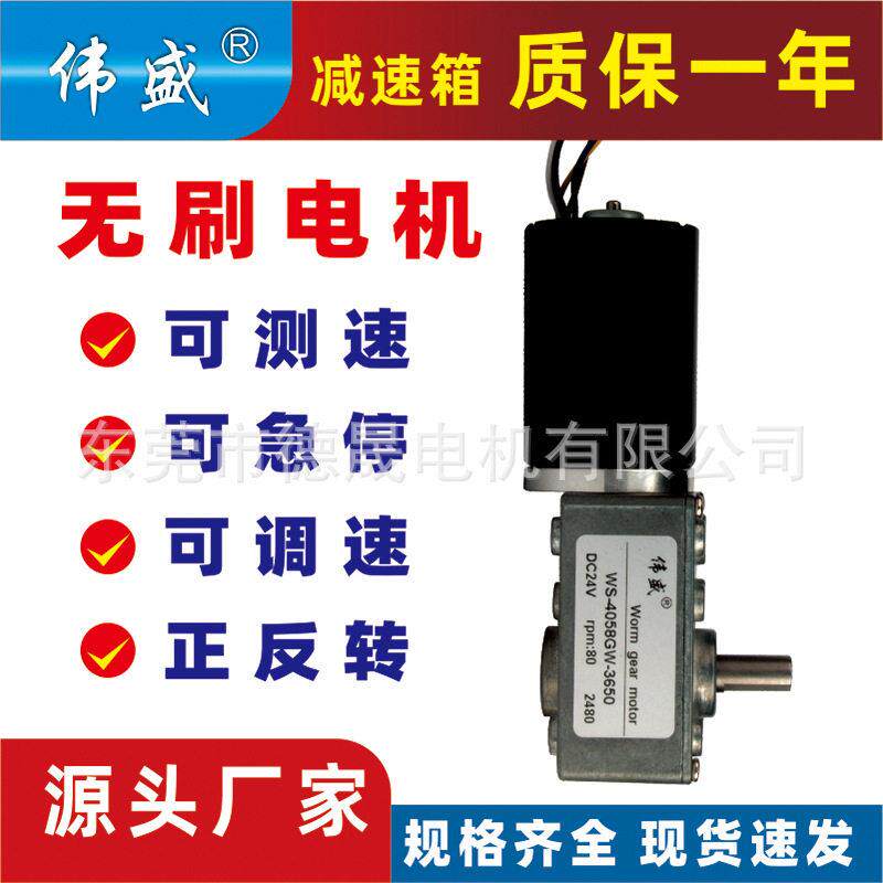 伟盛4058GW涡轮蜗杆速电机12V24V蜗轮速电机3650直流速电机