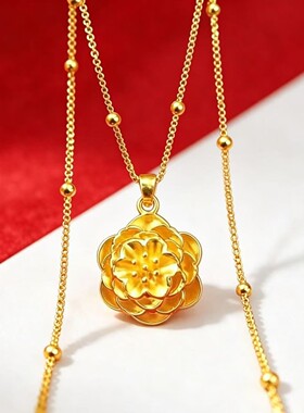 【承接发】珠珠链格桑花时尚仿金色花朵轻奢吊坠设计感女不掉色