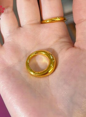 金店同款沙金亮面泥鳅背面包戒指椭圆素圈指环精致日常通勤食指戒