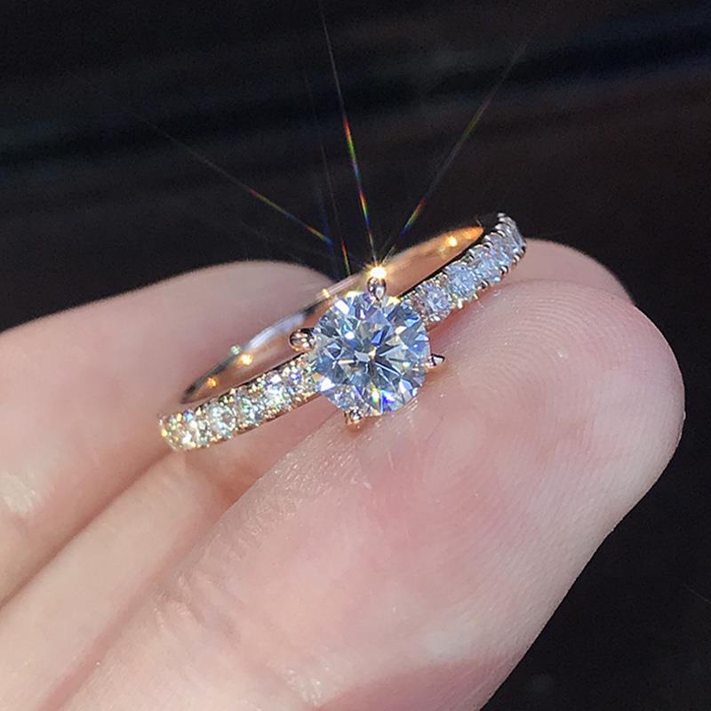龙瑞TEMU速卖通跨境热卖欧美简约环保材质仿真钻石戒指锆石婚礼戒