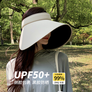 OVANCY黑胶防晒帽女夏季2025新款全脸遮阳大沿空顶防紫外线灯罩帽