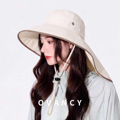 OVANCY日本UV防晒帽女夏季防紫外线遮后颈披肩空顶遮脸户外遮阳帽