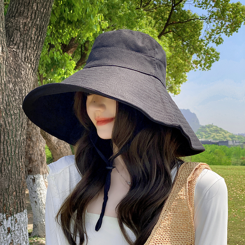 OVANCY超大帽檐防晒渔夫帽女2025新款防紫外线全脸遮阳棉麻太阳帽