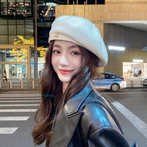 英伦复古羊毛贝雷帽大头围画家帽